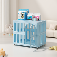 Cage pour chien multifonctionnelle sur roulettes, meuble de rangement pour animaux de compagnie d'intérieur avec plateau supérieur et plateau inférieur, vente en gros, OEM