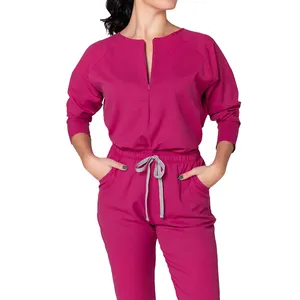 Yuhong Custom Nurse Womens Jumpsuit Scrubs De Uniformes Manufacturers Formal Nursing 1 Piece Scrub Jumpsuit Uniform Sets