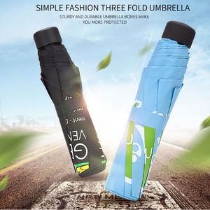 Promotional Logo Printed 3-Fold <b>Windproof</b> Foldable <b>Umbrellas</b> Tiny Portable Rain Gear for Travel - Product Image 3