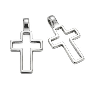 Pendentif croix creuse en alliage de zinc, breloque pour la fabrication de bijoux DIY, design simple et élégant, accessoire religieux chrétien - Product Image 5
