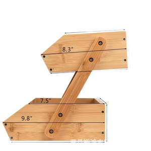 Panier de rangement en bois à 2 niveaux multifonctionnel pour tiroir de cuisine, pour organiser fruits, légumes, pain et en-cas - Product Image 5