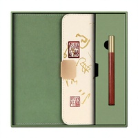 Coffret Cadeau Carnet en Cuir PU à Boucle Carrée Style Calligraphie avec Logo Personnalisé, Reliure Cousue et Collée, Pages Lignées
