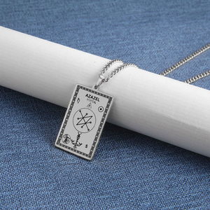 Pendentif en acier inoxydable avec sceau rectangulaire du Sigil d'Azazel, ange déchu, démon, noir, magie occulte, impressions goétiques, amulette - Product Image 4