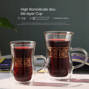 Set di Tazze per Tè e Caffè <span class=keywords><strong>Turco</strong></span> in Vetro a Doppio Strato 250ml, Resistente alle Alte Temperature, Ecologico, Nuovo Stile Cinese Personalizzabile - Product Image 4