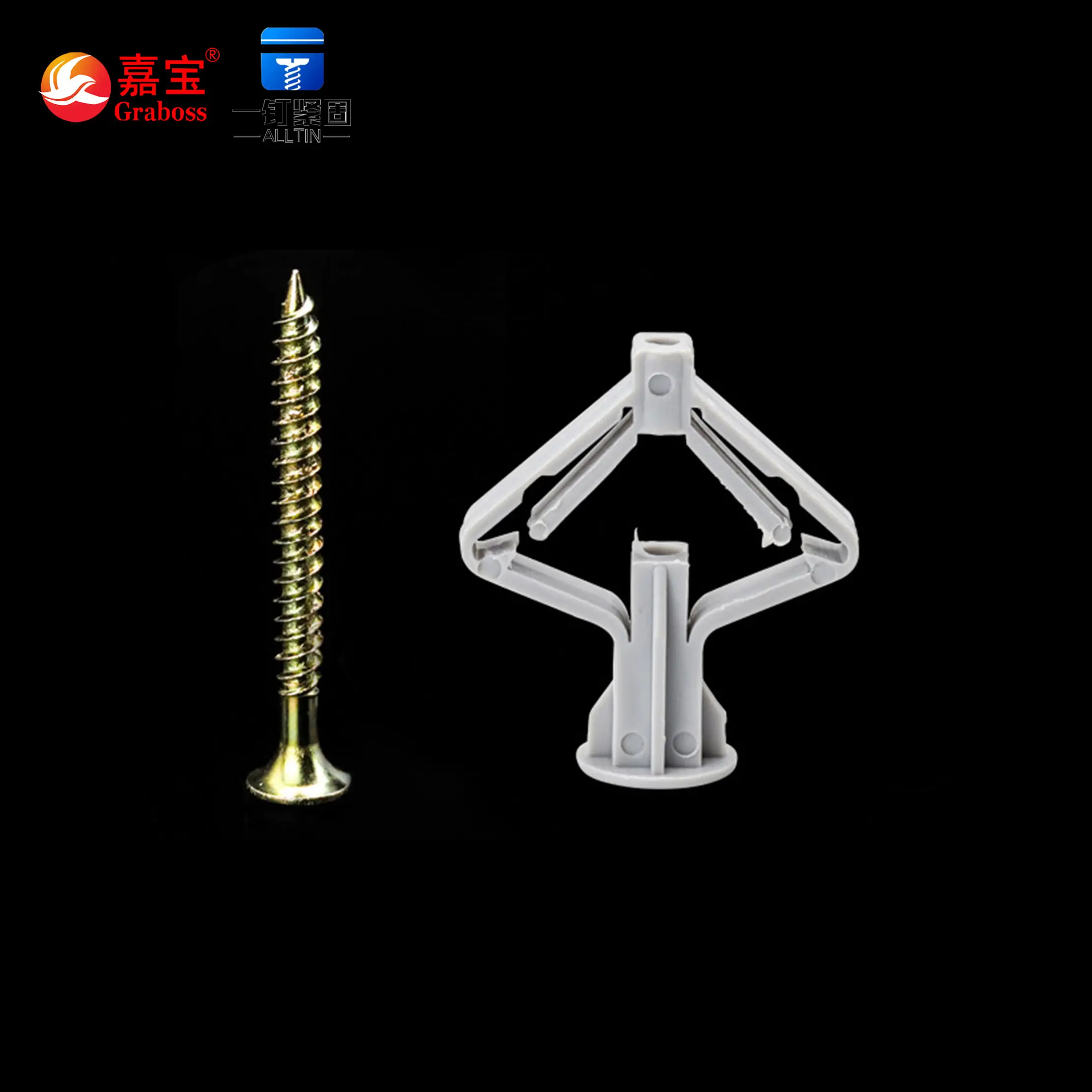 High Quality Nylon plastic aircraft expansion bolt butterfly plug hollow cavity anchor screw M8