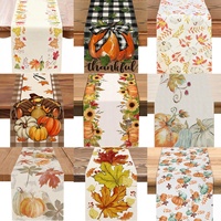 Chemin de table en lin style ferme pour l'automne, imprimé floral, récolte d'automne, Thanksgiving, nappe de cuisine rustique vintage pour les fêtes