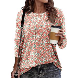 Blusa elástica de manga larga con estampado floral para mujer, camisa tipo túnica para uso diario - Product Image 2
