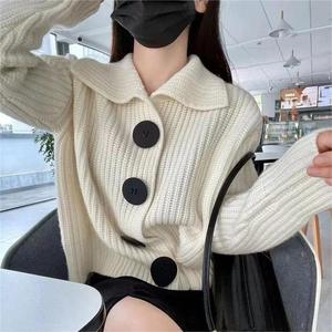 Nouveau Manteau Pull Femme Décontracté à Manches Longues, Couleur Unie, Coupe Ample, Col à Revers et Grandes Boutons, Tendance - Product Image 2