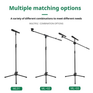Soporte de micrófono con luz LED Soporte de piso de grabación de karaoke en vivo Trípode <span class=keywords><strong>vertical</strong></span> de puesta en escena con función de elevación - Product Image 2