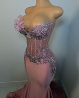Robe de Bal Longue Rose Scintillante à Perles et Cristaux, Robe de Soirée Fleurs 3D, Robe de Fête d'Anniversaire Personnalisée