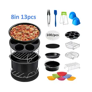 Electric deep Air Fryer Liners Basket Pans Pot accessories 8in 13Pieces Set For 3.5-5.8qt Cake Basket Pizza Tray Double Grill
