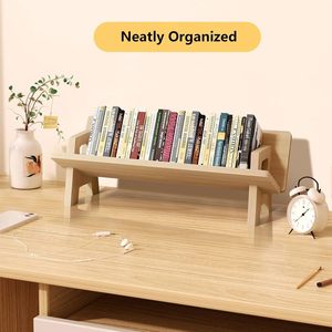 Wooden Desktop Shelf Bookend <b>Large</b> Capacity Storage Organizer For Study <b>Desk</b> Office Use - Product Image 1
