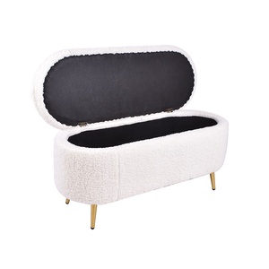 Đương đại Ottoman dài phân trắng cừu len trong nhà Ottoman lưu trữ băng ghế dự bị với Chân Vàng poufs cho phòng ngủ hoặc căn hộ - Product Image 4