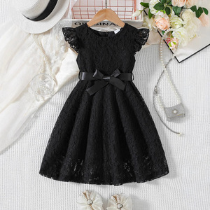 Saldi Estivi: <span class=keywords><strong>Abbigliamento</strong></span> per Bambini all'Ingrosso - Vestito <span class=keywords><strong>Elegante</strong></span> da <span class=keywords><strong>Bambina</strong></span> a Tinta Unita con Pizzo e Taglio ad A, Morbido al Tatto, Ideale per il Piano - Product Image 2