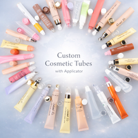 Tube cosmétique vide personnalisable à presser, tube de crème pour les yeux givré, tube de brillant à lèvres 10 ml, applicateur en silicone, emballage de baume à lèvres, tubes en plastique