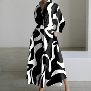 Abito Lungo da Donna all'Ingrosso, Stile Retrò Hong Kong, <span class=keywords><strong>Vestito</strong></span> Casual <span class=keywords><strong>con</strong></span> <span class=keywords><strong>Colletto</strong></span> a Polo, Taglie Grandi S-5XL - Product Image 5