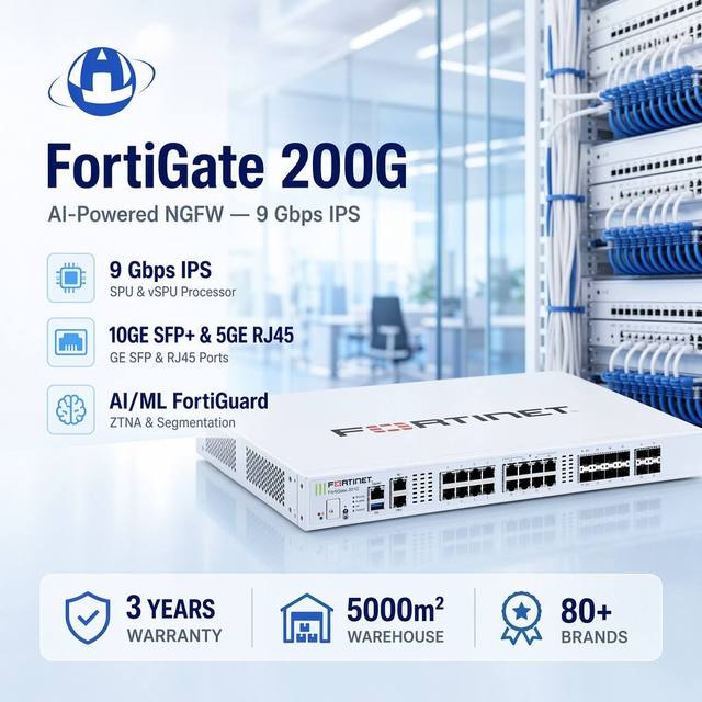 Fortinet FortiGate 200G 201G Desktop 9Gbps IPS NGFW 5GE 10GE SFP+ Campus SD-WAN ZTNA Fortigate Firewall Router Sfp Firewall