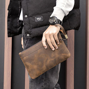 Andong RFID Business Clutch Bag <b>for</b> <b>Men</b> Genuine Cowhide Fashion Handbag Retro Big <b>Long</b> <b>Wallet</b> Crazy Horse Leather Man Purse - Product Image 2