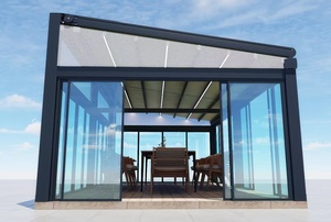 Pergola da Esterno Automatica con Tetto Retrattile in PVC, Sistema Parasole e Antipioggia, Gazebo Pieghevole in Metallo - Product Image 2