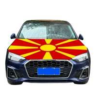 Housse de capot de voiture en spandex universelle avec drapeau de la Macédoine du Nord, pour SUV et camion, bannière de capot moteur 130x150cm, décoration pour supporters de football, vente en gros