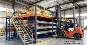 Custom Steel Mezzanine Floor Platform with Stair and Guardrail for Industrial Warehouse - Product Image 5