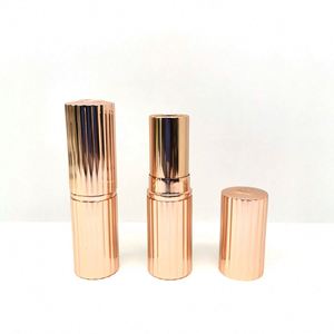 Tube de rouge à lèvres vide en aluminium mini rond de luxe couleur or rose avec impression sérigraphique, capuchon à clic sonore et logo personnalisé - Product Image 3