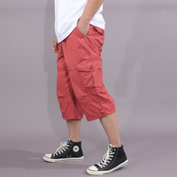 Shorts Cargo Décontractés Homme en Gros 100% Coton Genou Longueur Capri Ample Fin Multi-Poches Extérieur Sport Salopette Unie