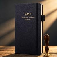 Agenda hebdomadaire et mensuel OEM portable à couverture rigide de qualité supérieure 2027 pour l'organisation des tâches personnelles