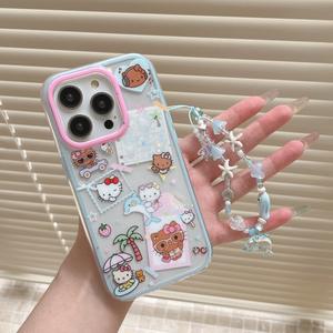 Funda Rígida de TPU con Diseño de Bloques de Color, Estilo Veraniego, Protección 360° para iPhone 16/15 Pro Max/14/13, Diseño Femenino con Marco para Cámara - Product Image 1