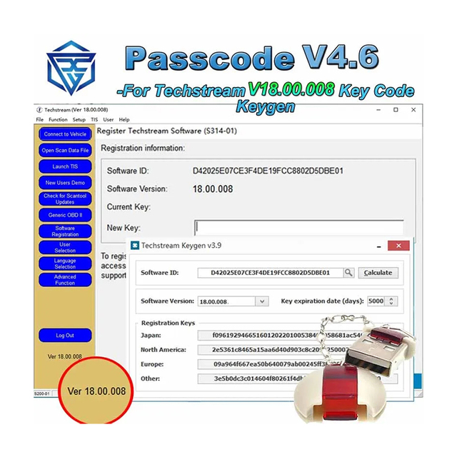 PASSCODE for Techstream V18.00.008 Software Registration Keygen Original Development Tool