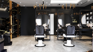 Personnaliser noir or style salon de coiffure décoration intérieure hommes magasin présentoir salon de coiffure poste de barbier tout magasin meubles - Product Image 2