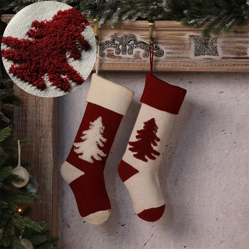 Noel çorap kolye örme 3D noel ağacı çorap noel çanta Stocking iticiler hediye çantası