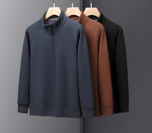 New Autumn Winter Washed Zipper Stand Collar Thickened <strong>Fleece</strong> Warm Casual <strong>Shirt</strong> for <strong>Men</strong> Middle-aged - Product Image 1