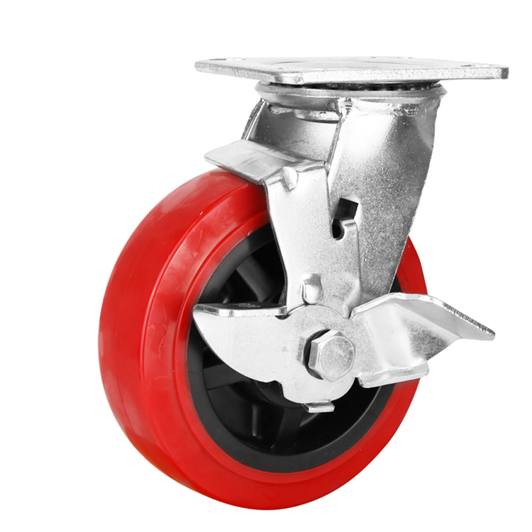 Double Roulement À Billes Pivotant et Rigide Style Fixe Établi Pu Roulette