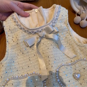 Tongxingyuan Girls Fleece Lined Tutu Dress A Line Cotton Princess Dress For Baby Girl Formal Wear Solid Color - Product Image 3