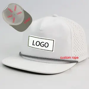 HS16 Custom Baseball Cap Veracap Laser Cutting Hole Pvc Rubber Patch Logo Golf Trucker White Rope Snapback Waterproof Hats