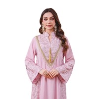 Abaya élégante en polyester pour l'automne et l'hiver, col montant, broderie de paillettes, garniture à franges, coupe ample, robe longue modeste pour femmes musulmanes
