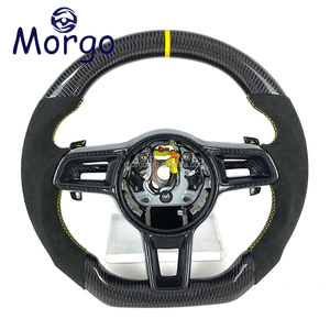 Volant personnalisé en cuir véritable et fibre de carbone pour Porsche Cayenne Panamera 718 <span class=keywords><strong>GTS</strong></span> 997 992 Boxster Cayman Macan - Product Image 1
