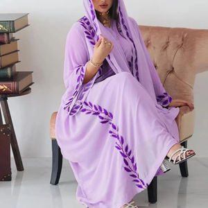 En stock femmes musulmanes robe en gros vêtements islamiques couleur unie modeste Abaya robes pour les femmes prêt Stock robe musulmane - Product Image 6
