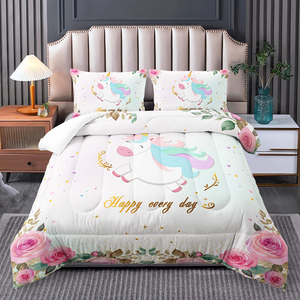 Couette nuage licorne arc-en-ciel magique-Couette pour enfants à impression numérique 3D personnalisable avec ensemble de literie en peluche - Product Image 5