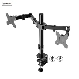 Heavy Duty Fully Adjustable Fits 2 Screens Dual LCD LED 13 to 27 inch Monitor Desk Mount Stand