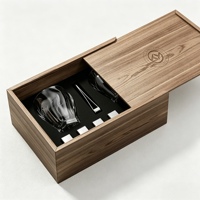 Coffret Cadeau Verre à Whisky en Bois avec Logo Personnalisé pour Gobelet en Cristal, Pierres à Glace, Outil de Bar, Souvenir d'Entreprise, Emballage de Luxe pour les Fêtes