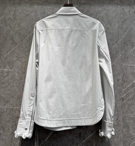 Camicie in cotone 100% 2025 camicette firmate primavera estate da <span class=keywords><strong>donna</strong></span> con colletto abbonato <span class=keywords><strong>a</strong></span> <span class=keywords><strong>righe</strong></span> con stampa <span class=keywords><strong>a</strong></span> maniche lunghe camicie Casual <span class=keywords><strong>bianche</strong></span> <span class=keywords><strong>blu</strong></span> - Product Image 4