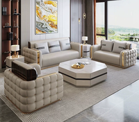 Canapé d'angle en cuir inclinable de luxe moderne, ensemble de canapés en cuir haut de gamme pour villa et maison contemporaines