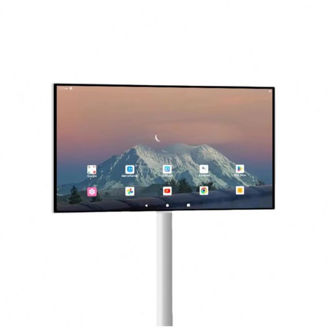 21.5 Inch White Smart Android TV Stand 6Gb+128Gb Touchscreen Monitor 120Hz Refresh Rate LED Movable Charging Interactive LCD TV