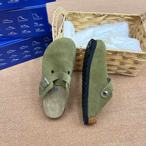 Birkenstocks pour femmes Boston en cuir véritable daim sandale plate Mules sabot extérieur liège <span class=keywords><strong>pied</strong></span> lit diapositives pantoufles livraison directe - Product Image 5