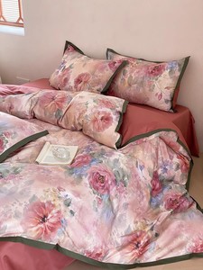 Top vente Style américain coton quatre pièces ensemble pur coton <span class=keywords><strong>haut</strong></span> <span class=keywords><strong>de</strong></span> <span class=keywords><strong>gamme</strong></span> Floral <span class=keywords><strong>housse</strong></span> <span class=keywords><strong>de</strong></span> <span class=keywords><strong>couette</strong></span> ensemble <span class=keywords><strong>de</strong></span> literie - Product Image 4