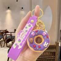 Großhandel 3D Süße Donut Kawaii Lebensmittel Dessert Weicher PVC Schlüsselanhänger Charm Anhänger für Party Souvenirs Geschenkshop Merchandise