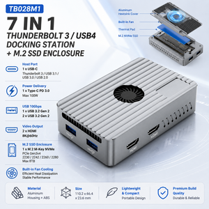 Docking Station 7-in-1 Thunderbolt 3/USB4 dengan Enclosure M.2 NVMe, HDMI 8K, USB 10Gbps, PD 100W, Maksimal 8TB - Product Image 2