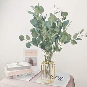 Feuilles d'eucalyptus artificielles haute simulation pour décoration intérieure de mariage, verdure en plastique et soie, fleur artificielle L-0003 - Product Image 1